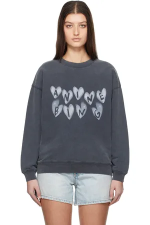 ANINE BING Black Spencer Hearts Sweatshirt