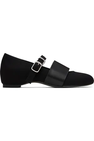YOHJI YAMAMOTO Black Strap Ballerina Flats