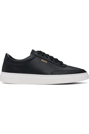 HUGO BOSS Black Coated-Leather Logo Sneakers