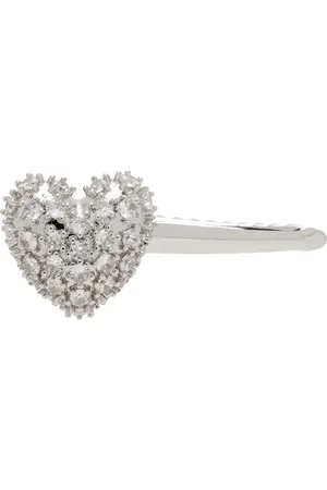 Justine Clenquet Silver Heart Crystal Hair Clip