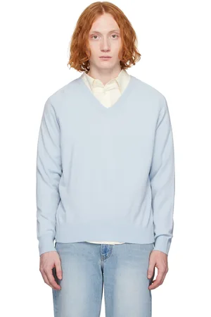 DUNST Blue Soft V-Neck Sweater