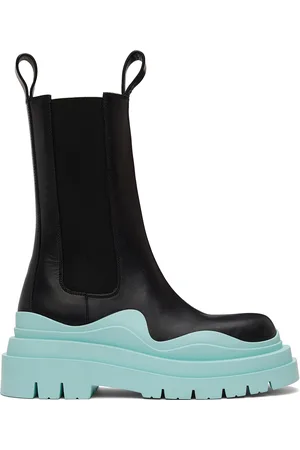 Bottega Veneta Black & Blue Tire Chelsea Boots