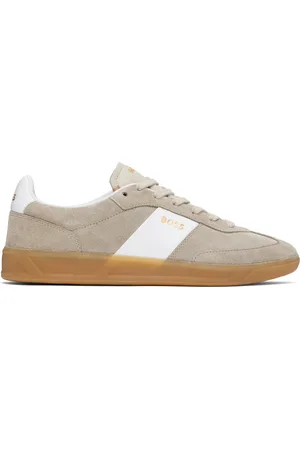HUGO BOSS Beige Suede Lace-Up Sneakers