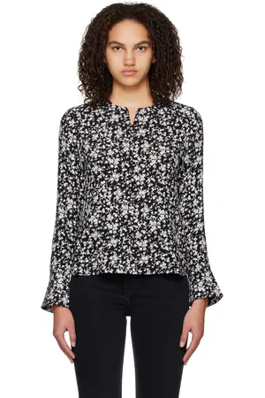 Ganni Black & White Floral Blouse