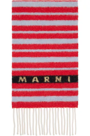 Marni Red & Blue Striped Alpaca Scarf