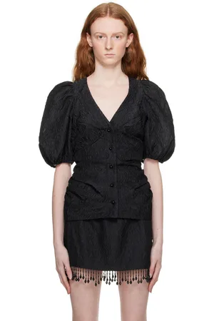 Ganni Black Floral Blouse