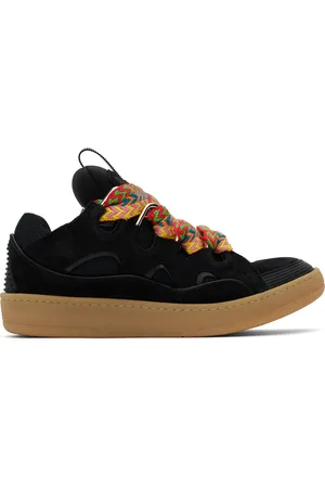 Lanvin Black Leather Curb Sneakers