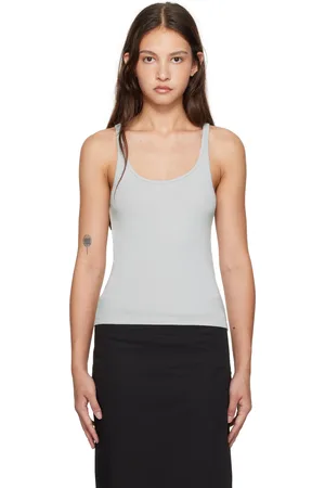 St Agni Gray Organic Cotton Slim Scoop Tank Top