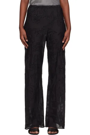 Silk Laundry Black Clip Silk Bias Cut Lounge Pants