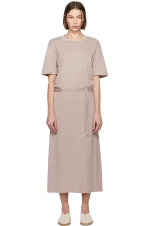 LEMAIRE Pink Belted Rib T-shirt Midi Dress
