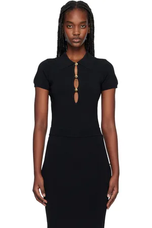 VERSACE Black Spread Collar Bodysuit