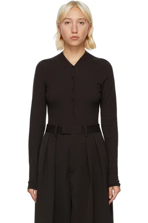 Bottega Veneta Brown Cashmere V-Neck Bodysuit