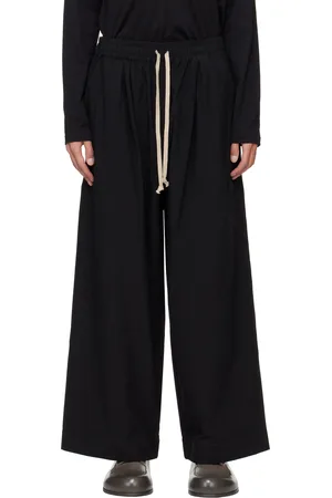 JAN JAN VAN ESSCHE Black O-Project Washed Dense Cloth Easy Wide Trousers