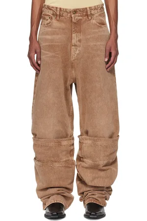 Y / PROJECT Brown Draped Cuff Jeans