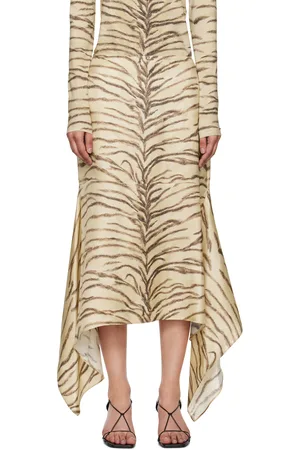 Stella McCartney Beige Tiger Print Midi Skirt