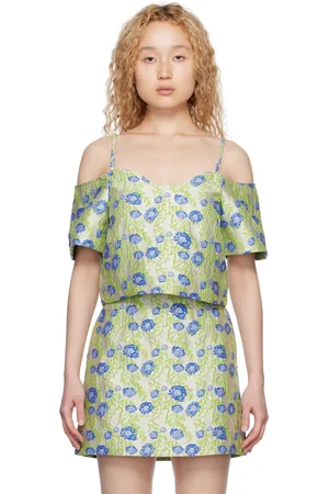 Ganni Gray Floral Blouse
