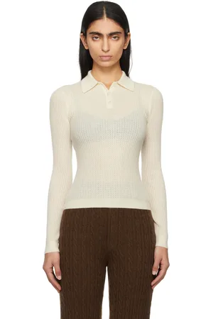 Guest In Residence Off-White Long Sleeve Shrunken Polo