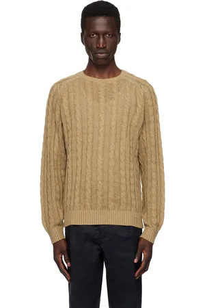 Beams Khaki Cable Knit Sweater