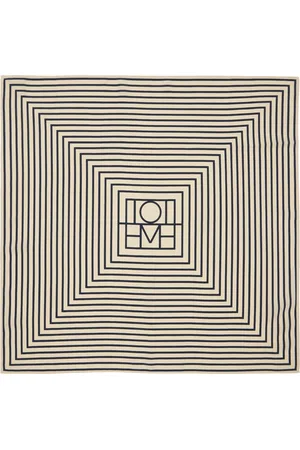 Totême Off-White & Navy Signature Monogram Silk Scarf
