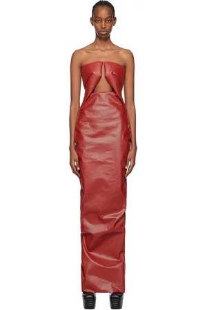 Rick Owens Red Prong Denim Maxi Dress