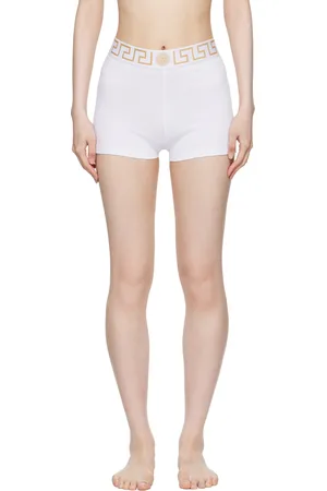 VERSACE White Greca Border Boy Shorts