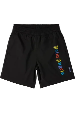 Palm Angels Kids Black Overlogo Swim Shorts