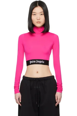Palm Angels Pink Cropped Long Sleeve T-Shirt