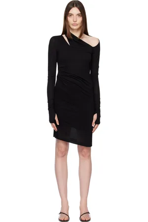 Helmut Lang Black Scala Midi Dress