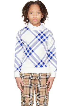 Burberry Kids Blue & White Check Sweatshirt