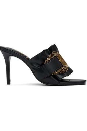 VERSACE Black Baroque Buckle Emily Mules