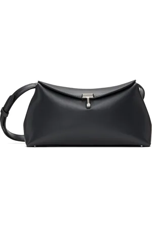 Totême Gray T-Lock Leather Clutch