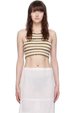 Ganni Brown & Off-White Racerback Tank Top