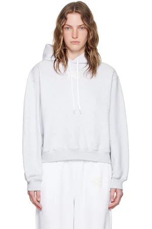 Alexander Wang Gray Bonded Puff Logo Hoodie