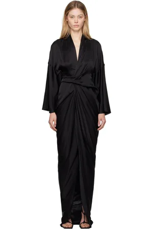 Rick Owens Black Porterville Wrap Maxi Dress