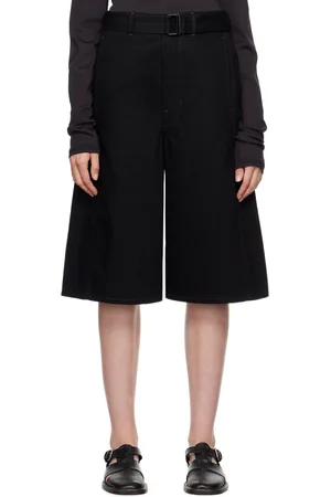 LEMAIRE Black Twisted Belted Denim Shorts