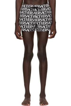 VERSACE Black Allover Swim Shorts