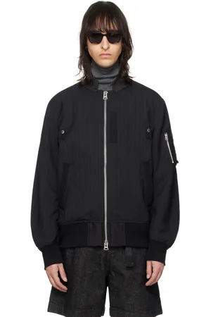 SACAI Navy Striped Bomber Jacket