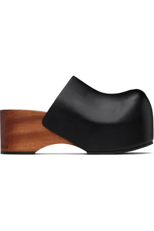 Acne Studios Black Leather Wood Clogs