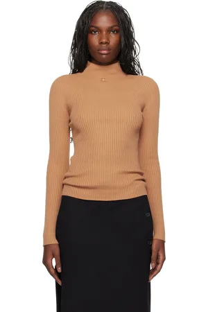 Courrèges Beige Solar Light Rib Mockneck Sweater