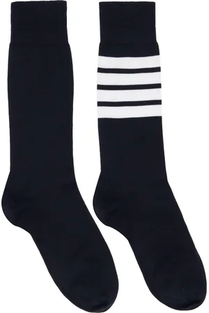 Thom Browne Navy Lightweight Cotton 4-Bar Socks