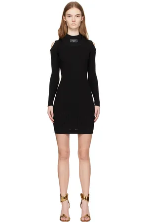 Balmain Black Shoulder Cut Mini Dress