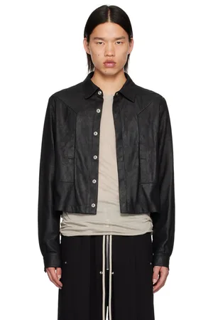 Rick Owens Black Porterville Alice Strobe Leather Jacket