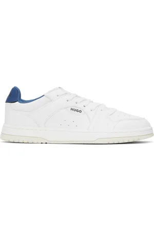 HUGO BOSS White Faux-Leather Logo Sneakers