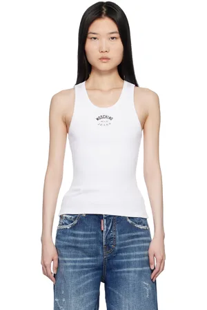 Moschino White Stretch Cotton Tank Top