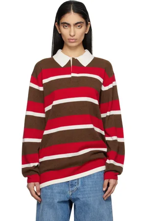 Guest In Residence Brown & Red Striped Rugby Polo