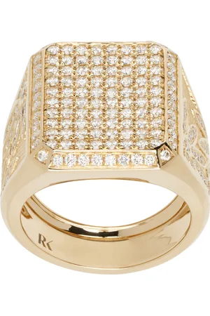 Rainbow K Gold Diamond Signet Ring