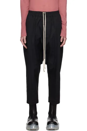 Rick Owens Black Porterville Drawstring Cropped Trousers