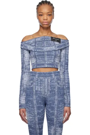 Balmain Blue Double Collar Denim Trompe L