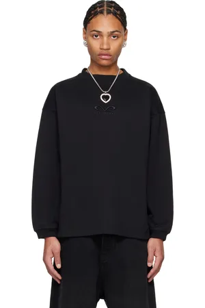 Vetements Black Oval Logo Cropped Crewneck Sweater