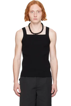 DRIES VAN NOTEN Black Square Neck Tank Top